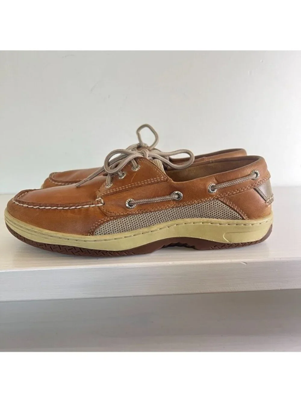Sperry Topsider Mens 9.5W Billfish 3 Eye Boat Loafers Leather Shoes Preppy